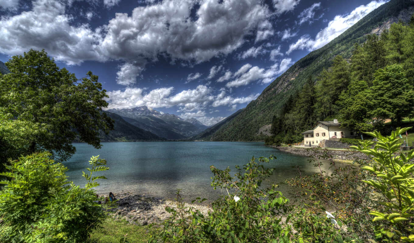 озеро, красивые, гора, landscape, фотографий, природы, швейцария, альпы, poschiavo