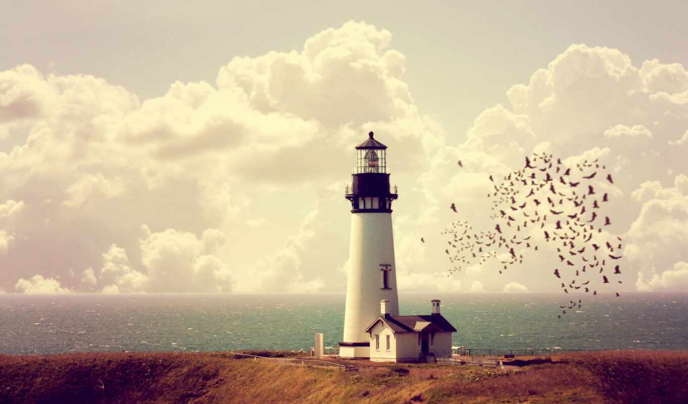 book, sea, lighthouse, cloud, inhale