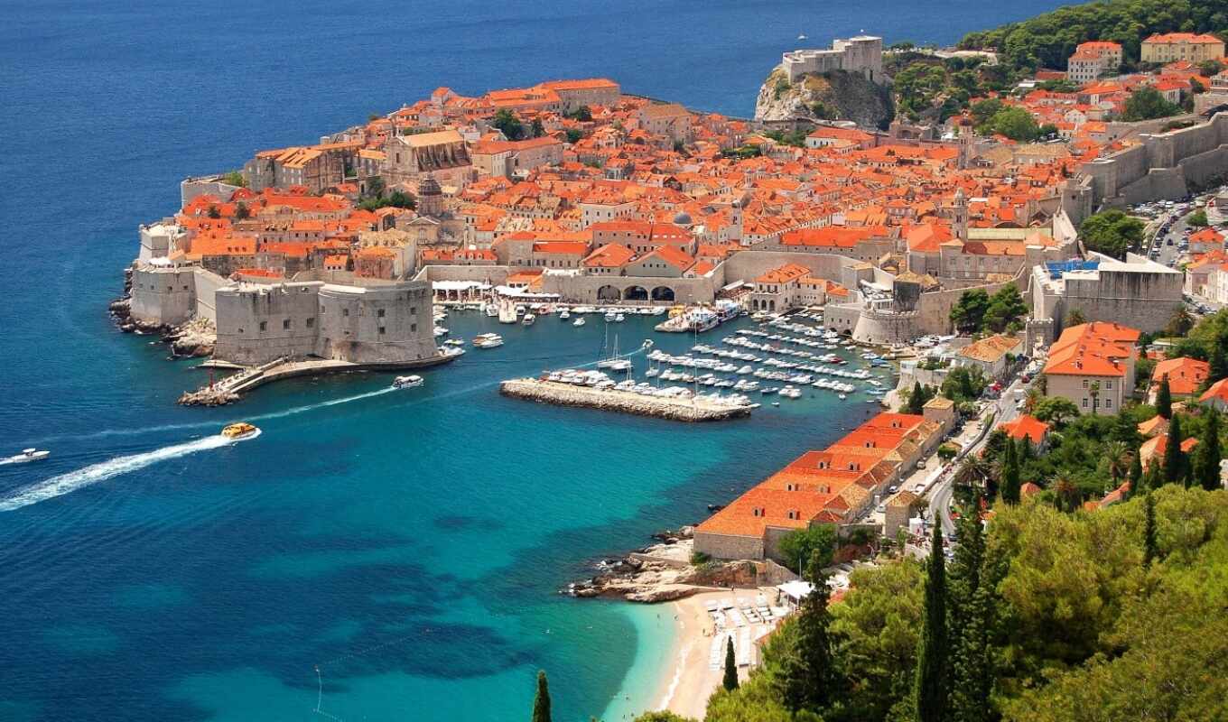 cityscape, sea, coast, town, yacht, Croatia, following