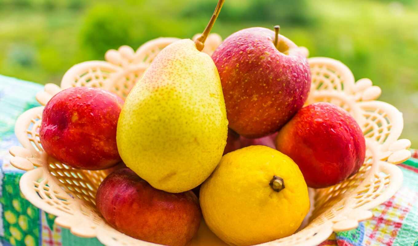 apple, персик, плод, груша