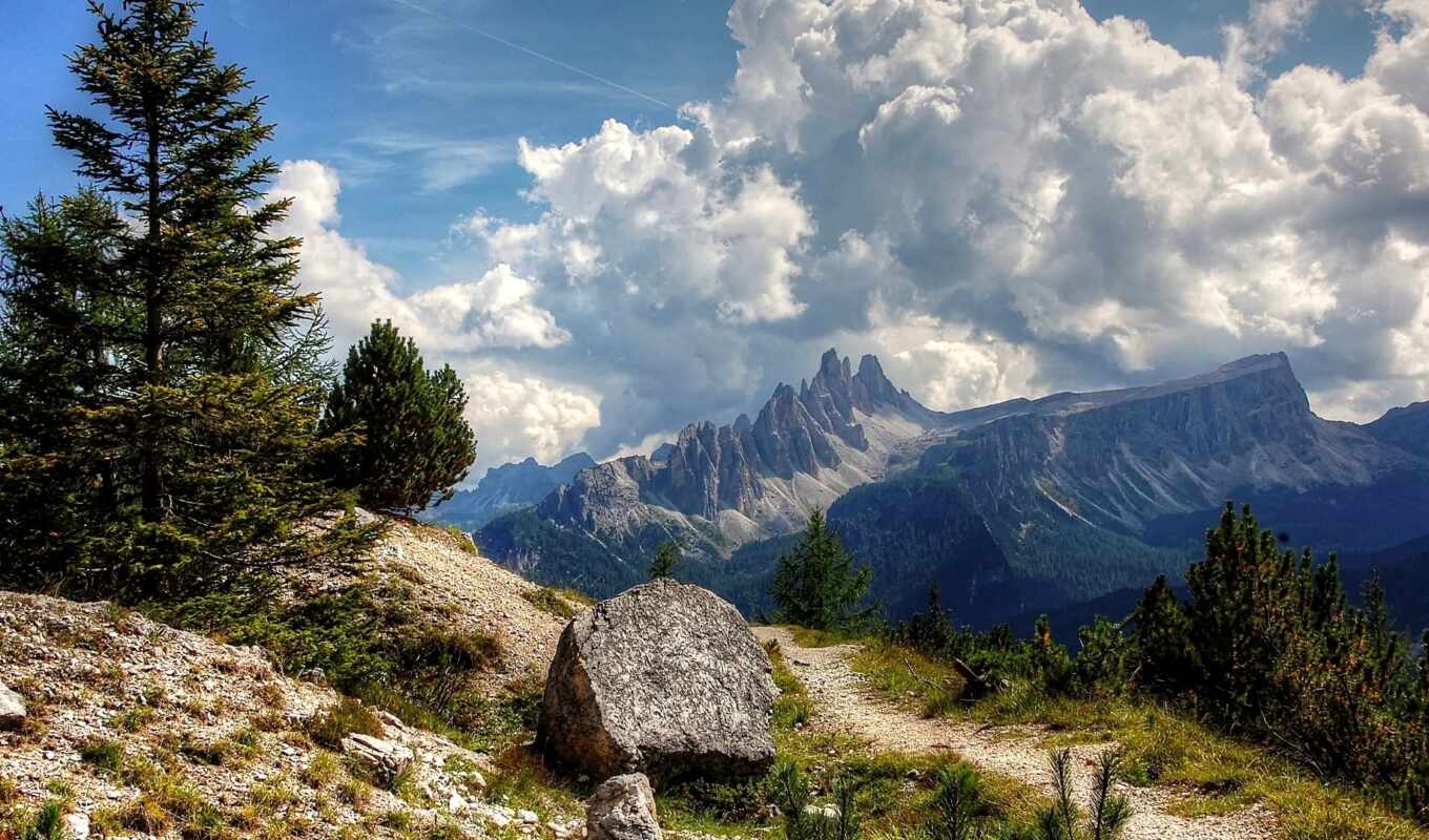 природа, blue, гора, landscape, облако, italy, dolomite