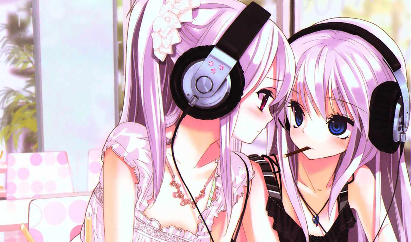 you, headphones, девушка, anime, girls