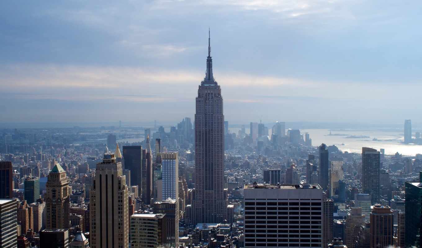new, city, winter, skyscrapers, new, york