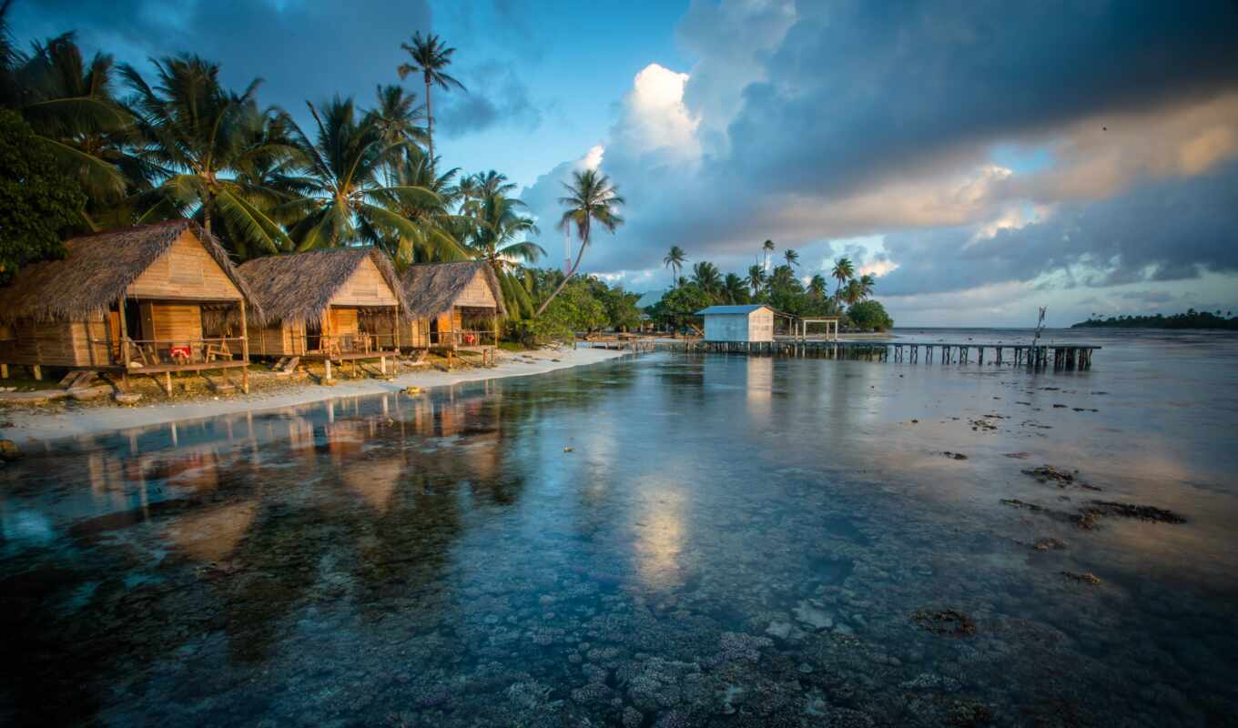 sky, water, beach, sea, coast, coast, bungal, french, polynesia