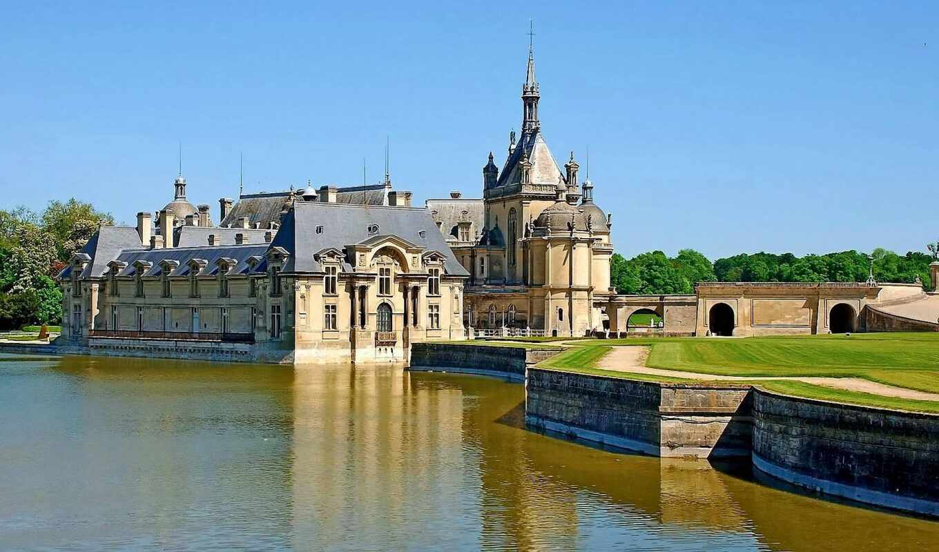 home, castle, river, valley, chantilly, castle, chantillychateau, nonetta