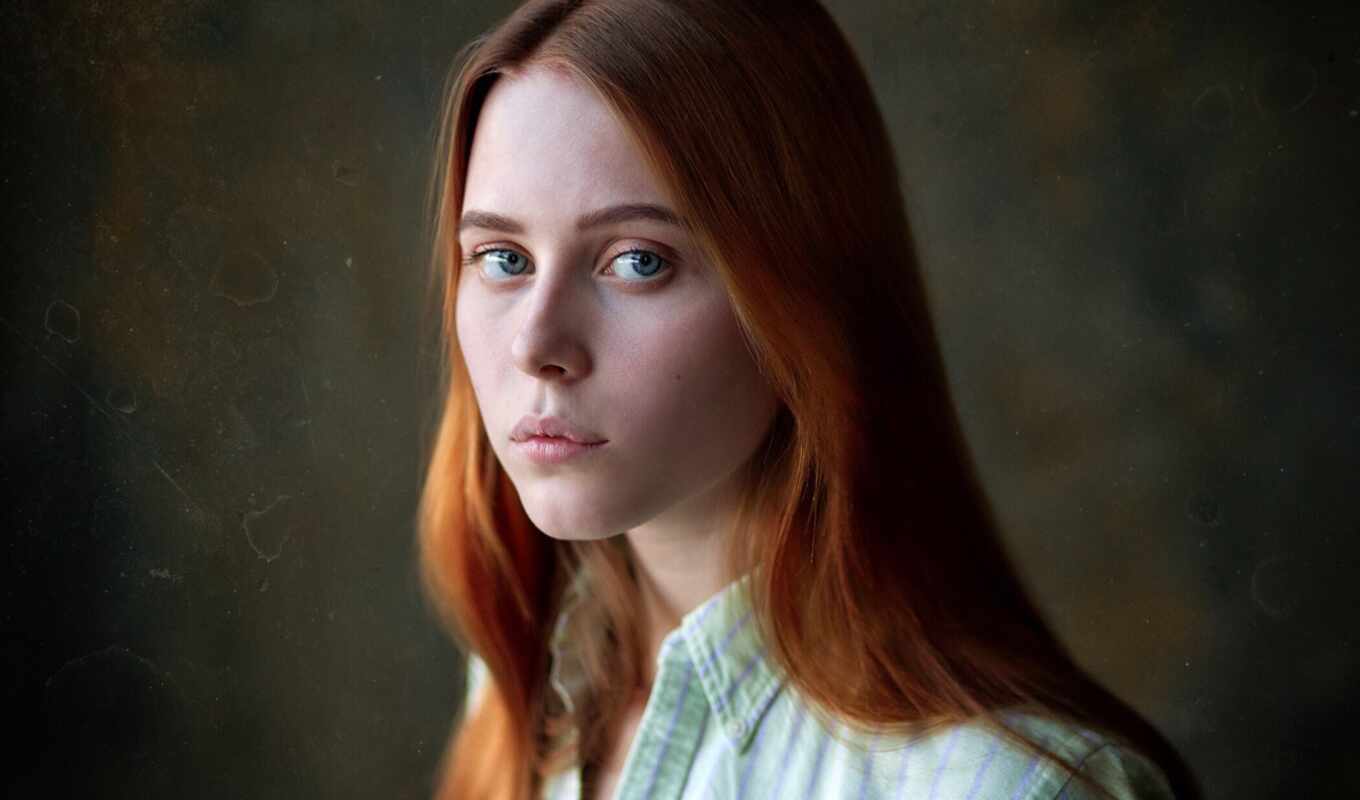 женщина, portrait, губка, redhead
