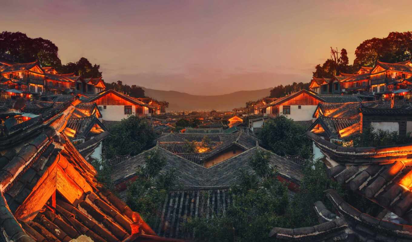 город, ночь, огни, река, крыша, shanghai, china, крыши, китаянка, панорамы