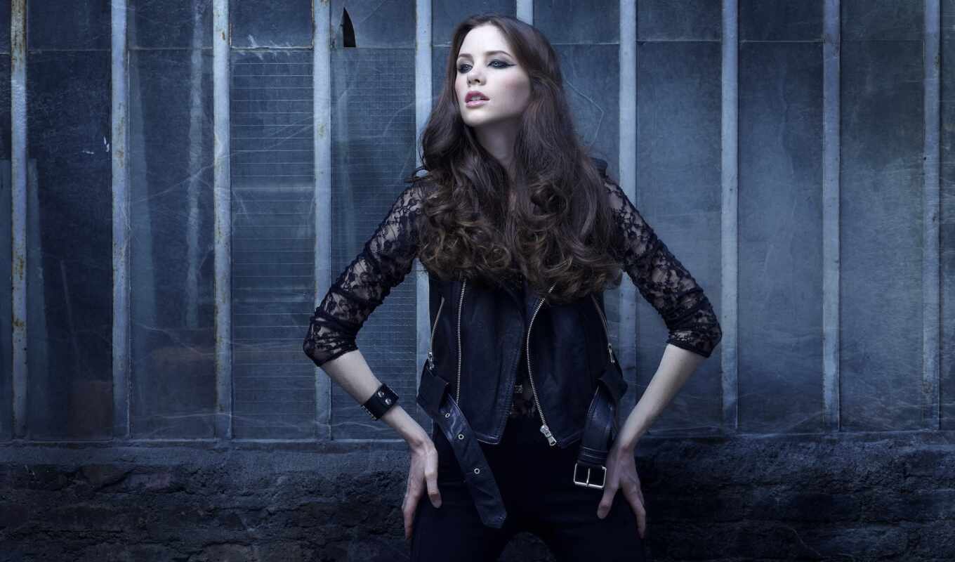 black, glass, leather, blouse, to clothe