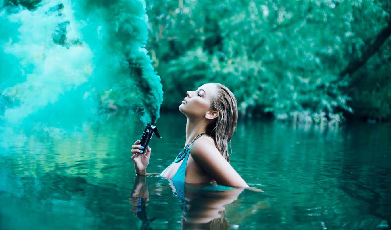 photo, flowers, girl, summer, smoke, water, time, bright, color