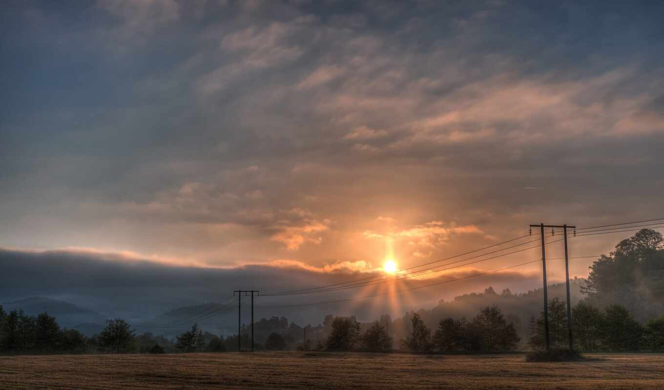 mobile, sun, дерево, закат, громко, rural, вездеход