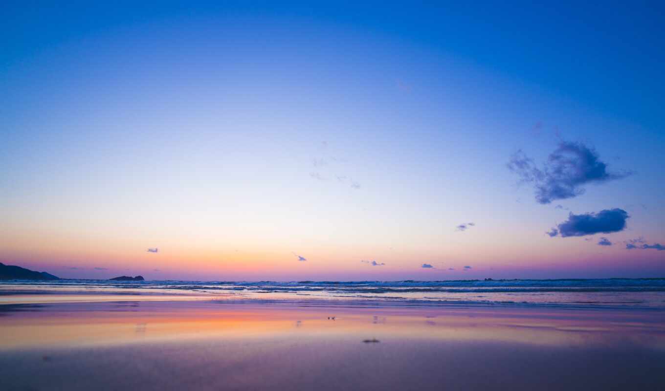 blue, закат, пляж