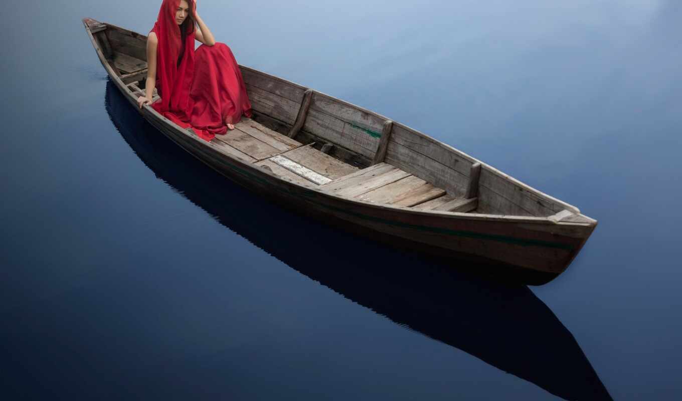 девушка, лодка, sit