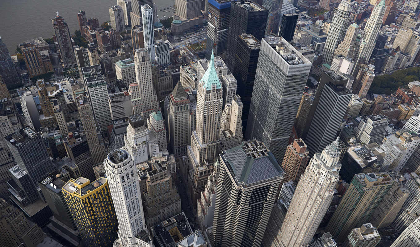 art, high, взгляд, new, город, manhattan, york, skyscrapers