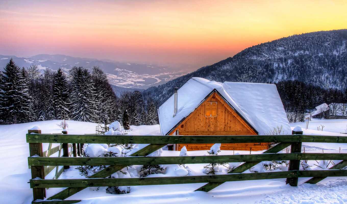 nature, house, snow, winter, architecture, landscape, season, scenery, hut