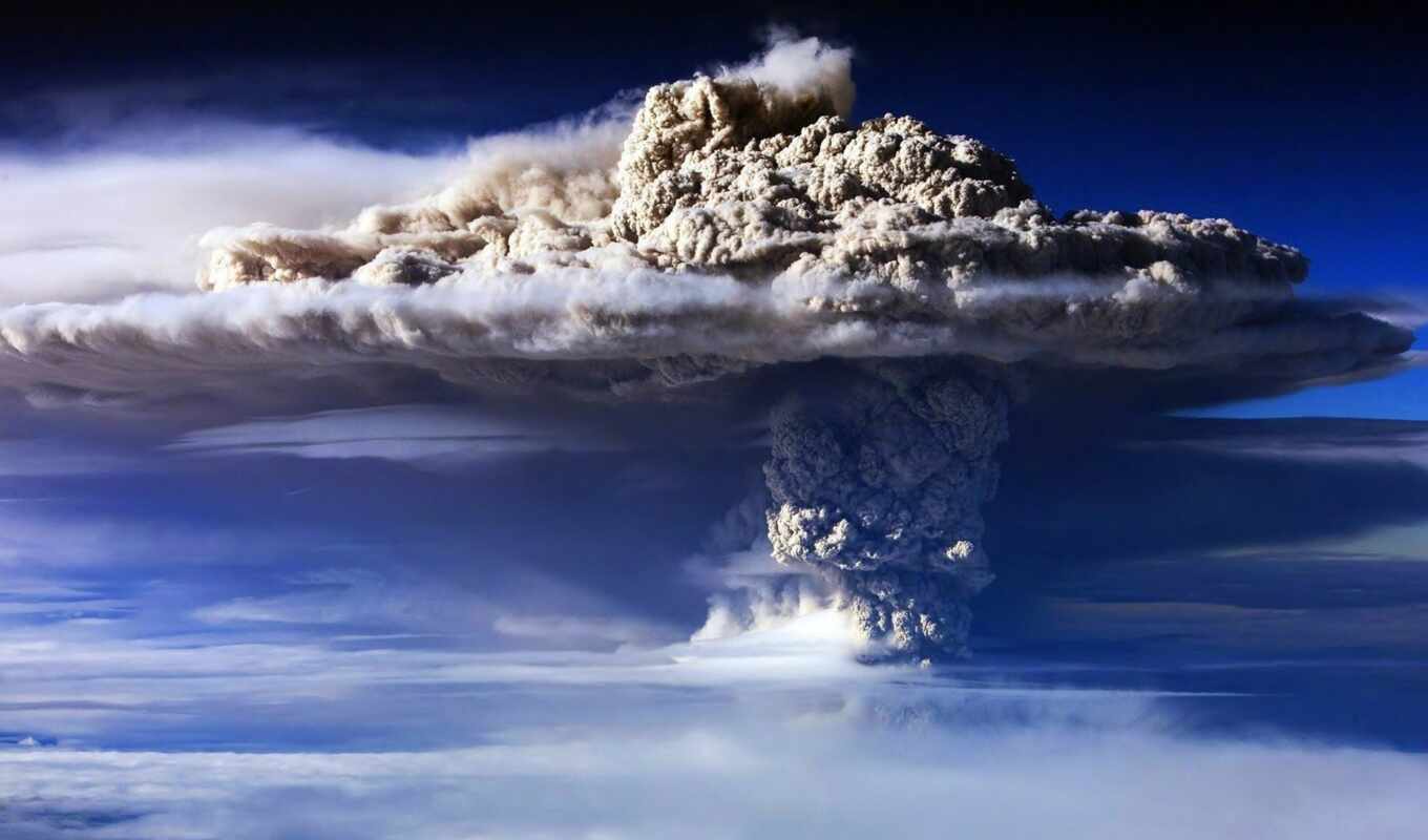 природа, небо, дым, взрыв, облако, puzzle, вулкан, пепельный