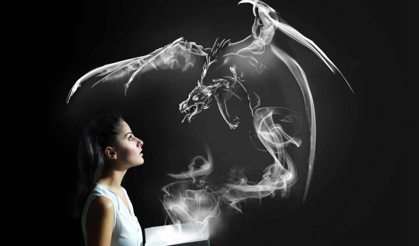 girl, book, smoke, frontline, dragon