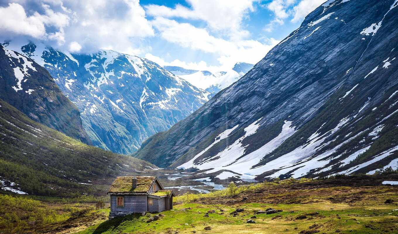 summer, mountain, landscape, Norway, geiranger
