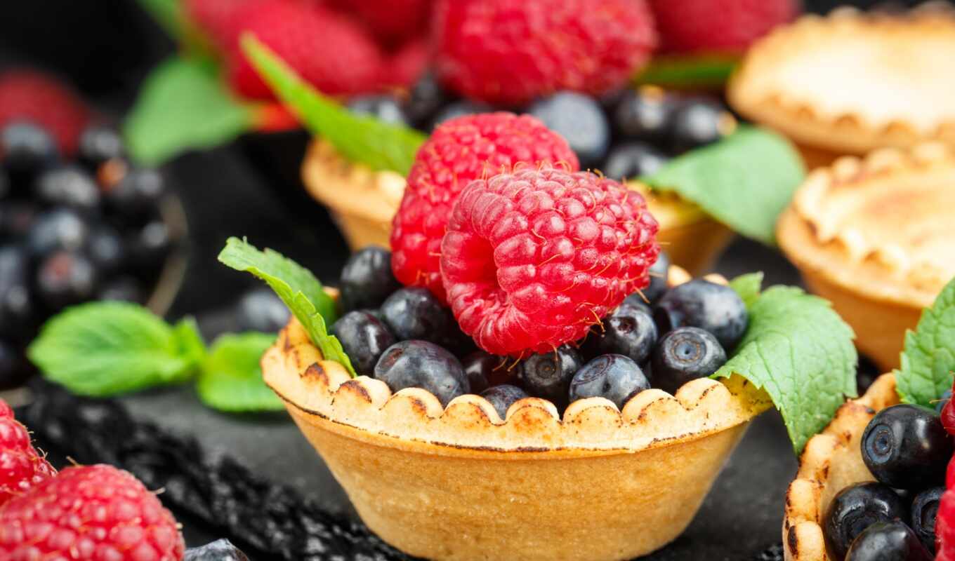 raspberry, blueberries, meal, tartaletka, zidoo, mediapleer
