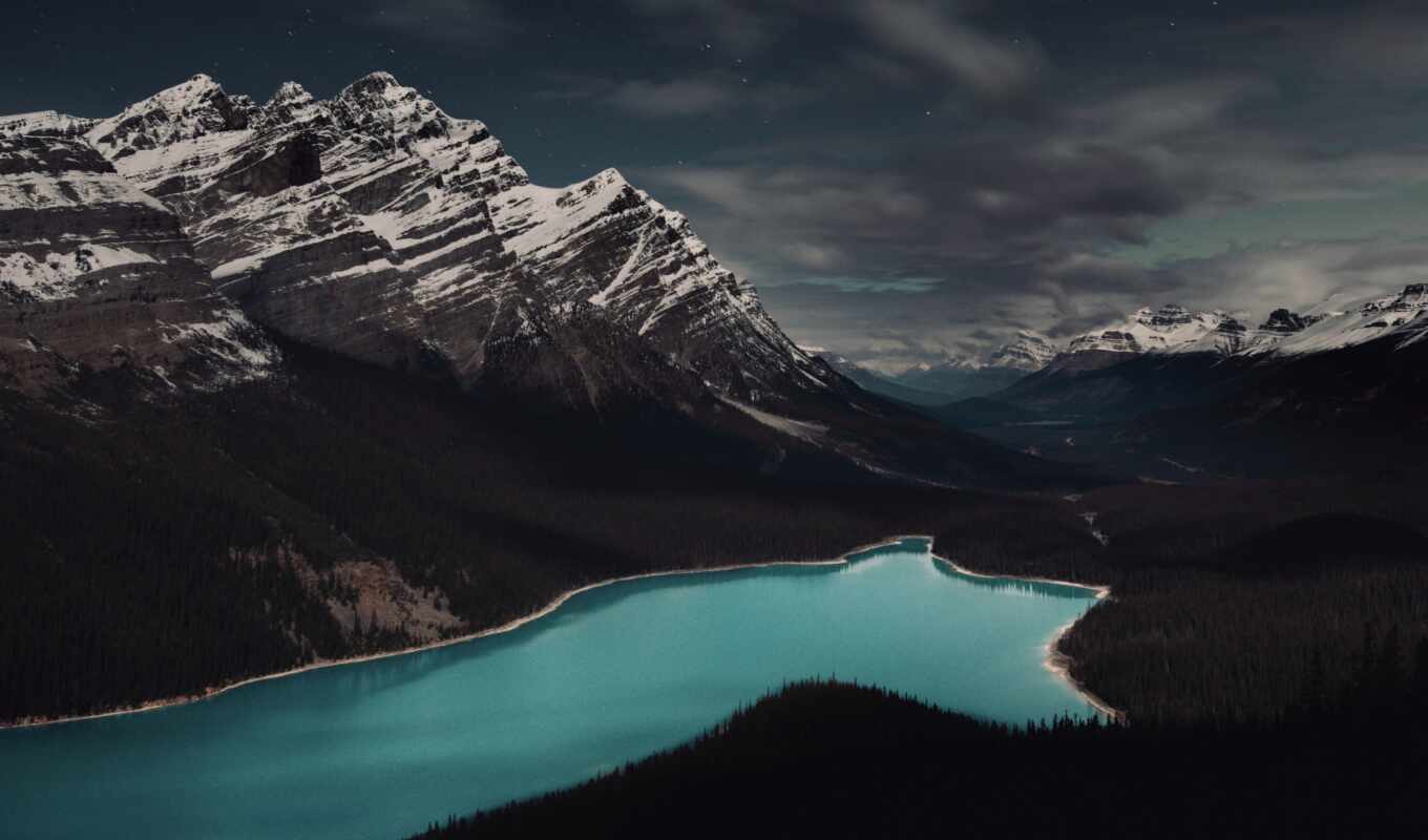 lake, nature, background, tree, mountain, landscape, gallery, Canada, rare, peyto, fore