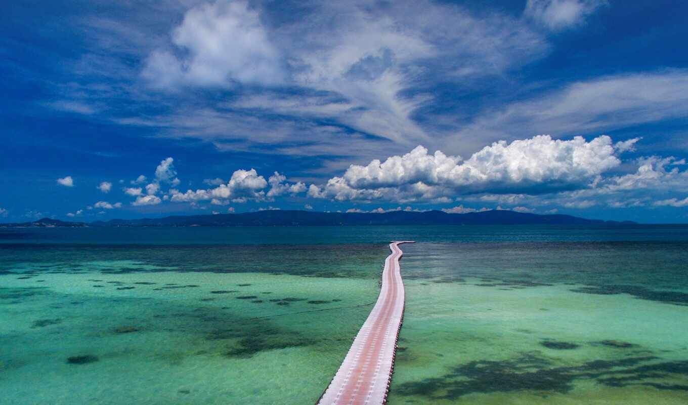 пляж, мост, ко, остров, таиланд, риф, coral, pontoon, панган, ngan, панган