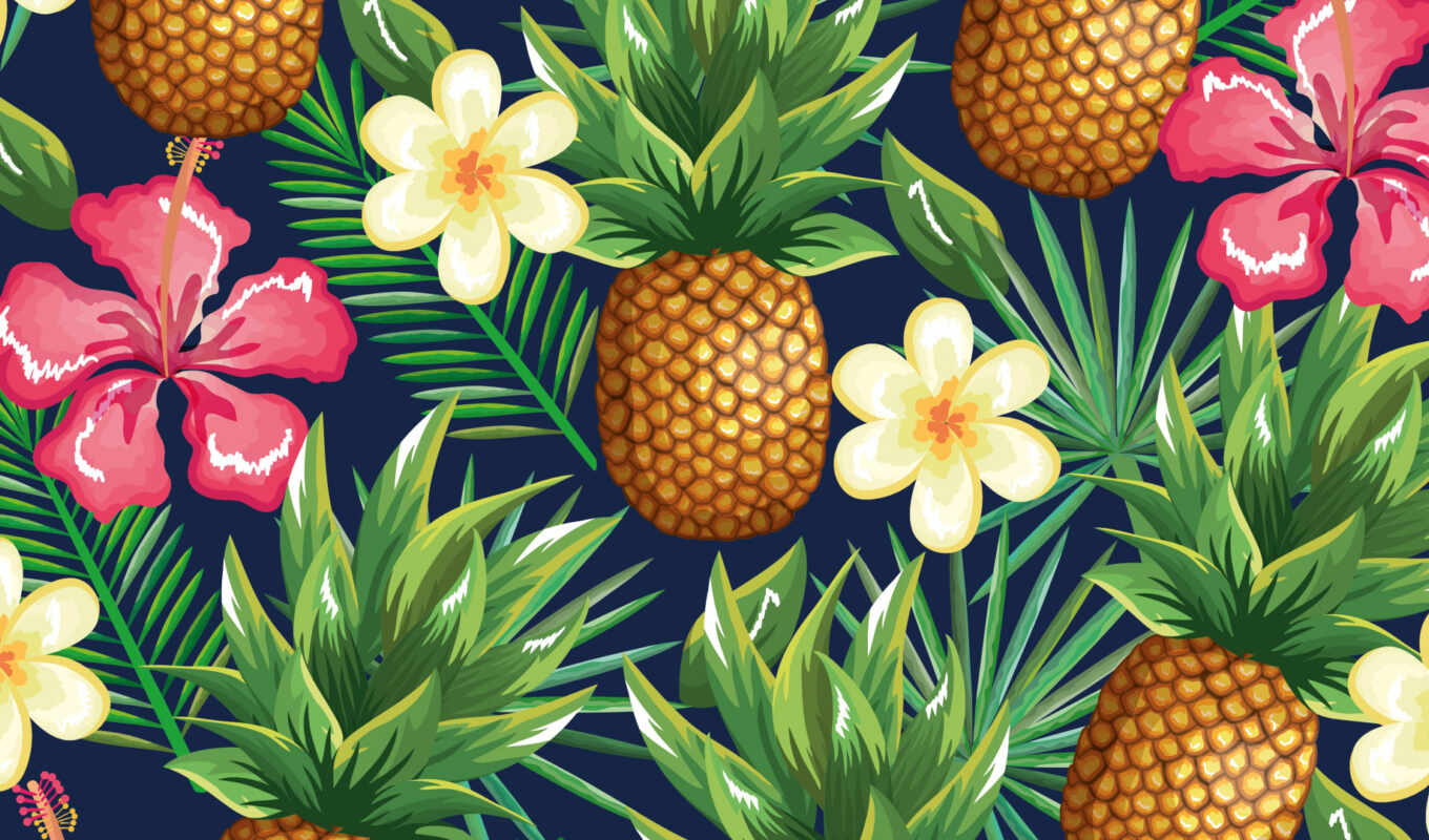 summer, вектор, pattern, плод, tropical, yellow, collect, illustration, seamless, discover, pineapple