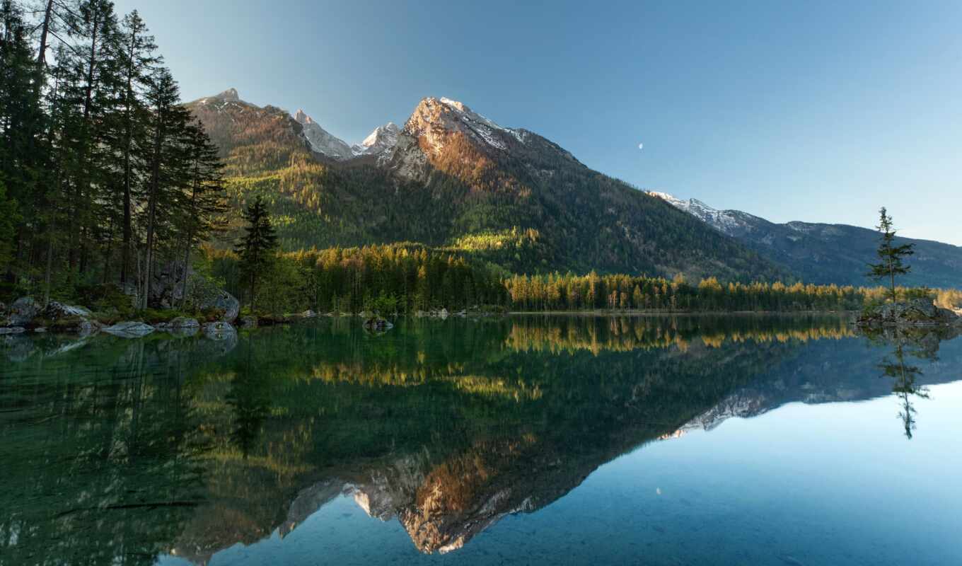 озеро, природа, desktop, гора, landscape, река, mountains, отражение