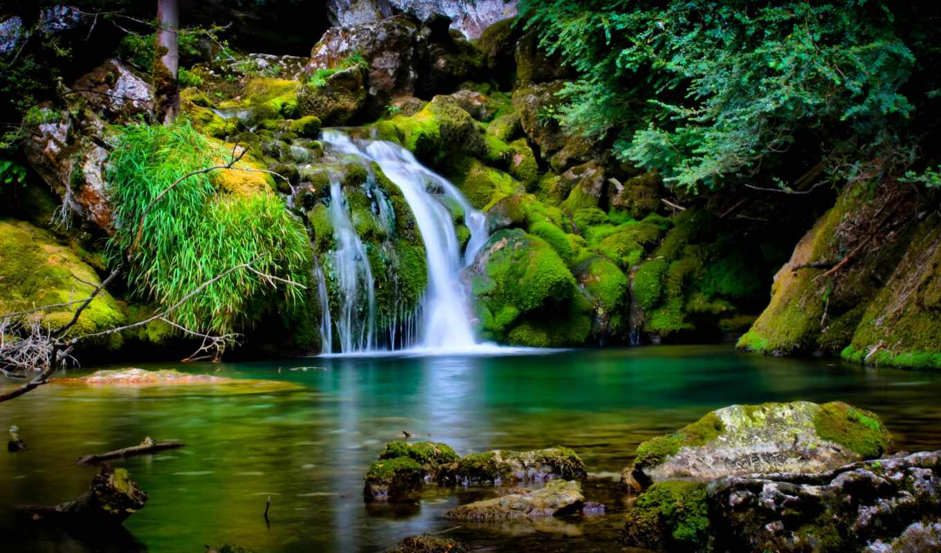 les, камен, priroda, изображение, красивый, пейзаж, водопад, картина, горный, vodyt, gidroresurs