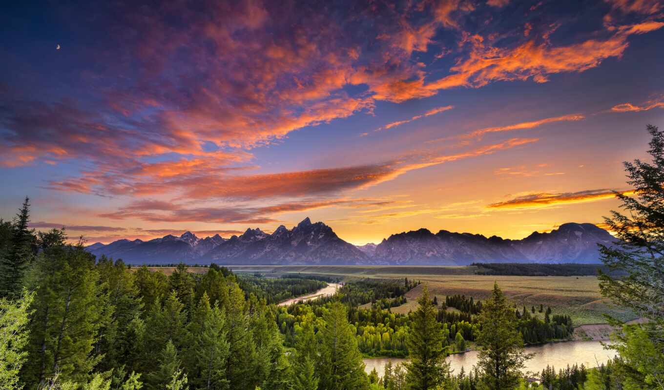 forest, mountain, grand, park, river, national, wyoming, teton, grand