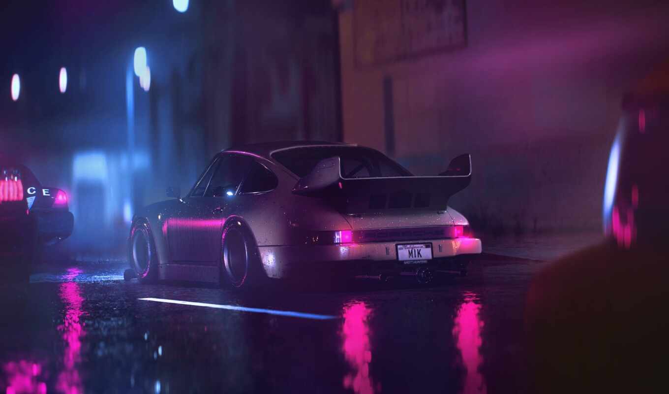 retro, rain, car, car, Porsche