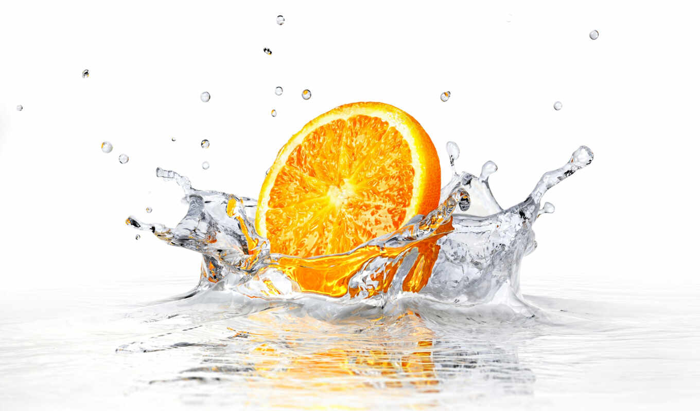 white, background, water, splashes, orange, orange, slice, braces