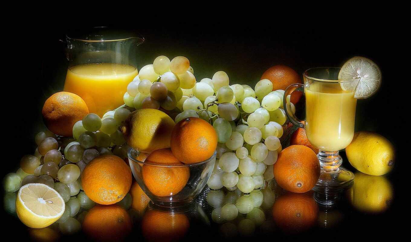 плод, lemon, оранжевый, виноград, трио, juice, meal, vc, натюрморт