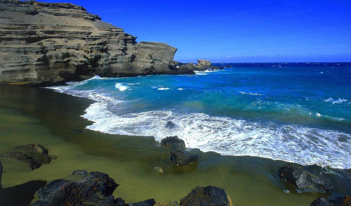 пляж, еще, остров, большой, hawaii, называют, located, папаакола, пляжем