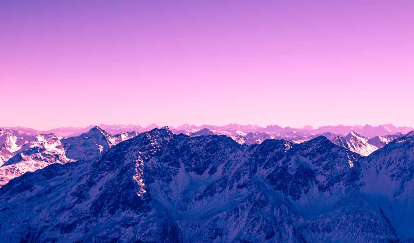 природа, небо, blue, purple, гора, top, розовый, color, долина