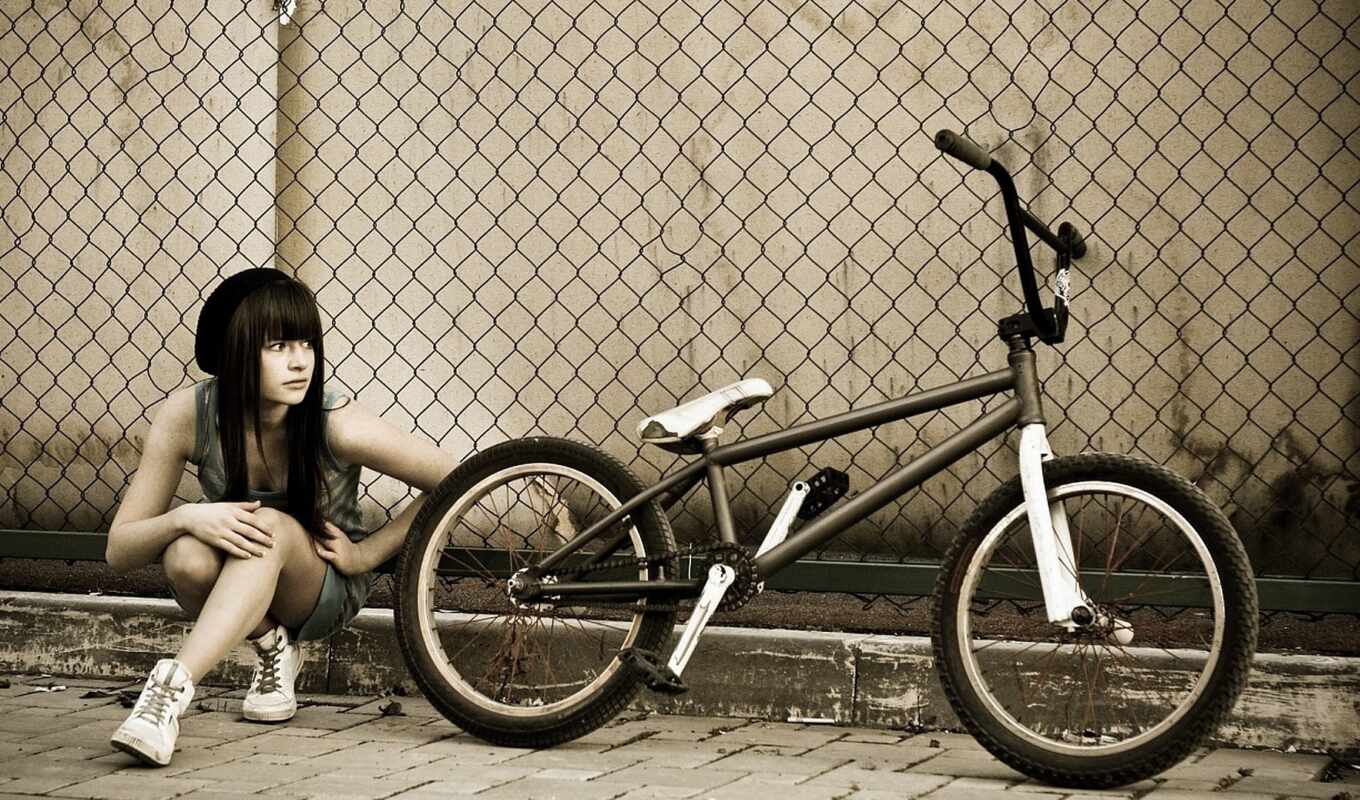 девушка, bike, забор, bmx