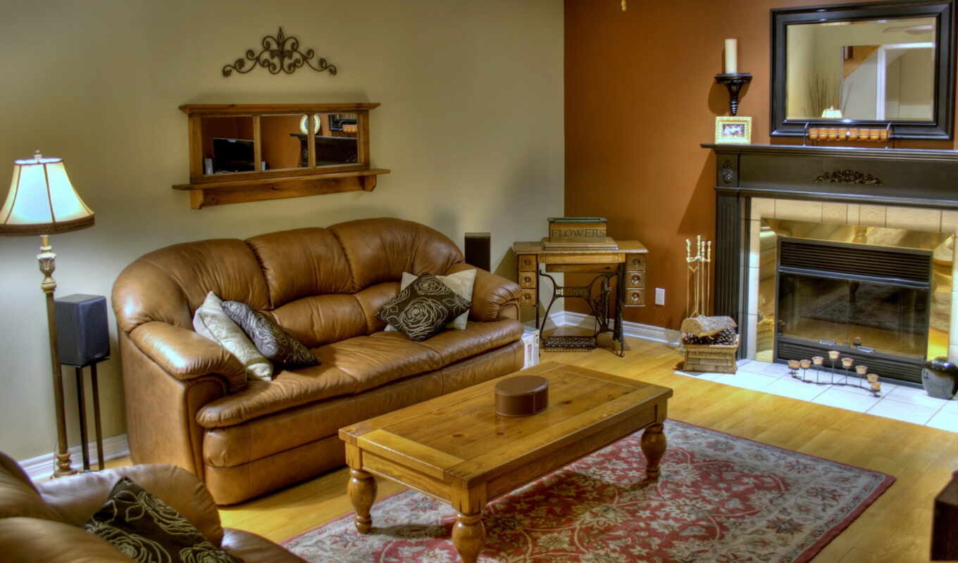 room, mirror, sofa, fireplace, interior, furniture, armchair, living room