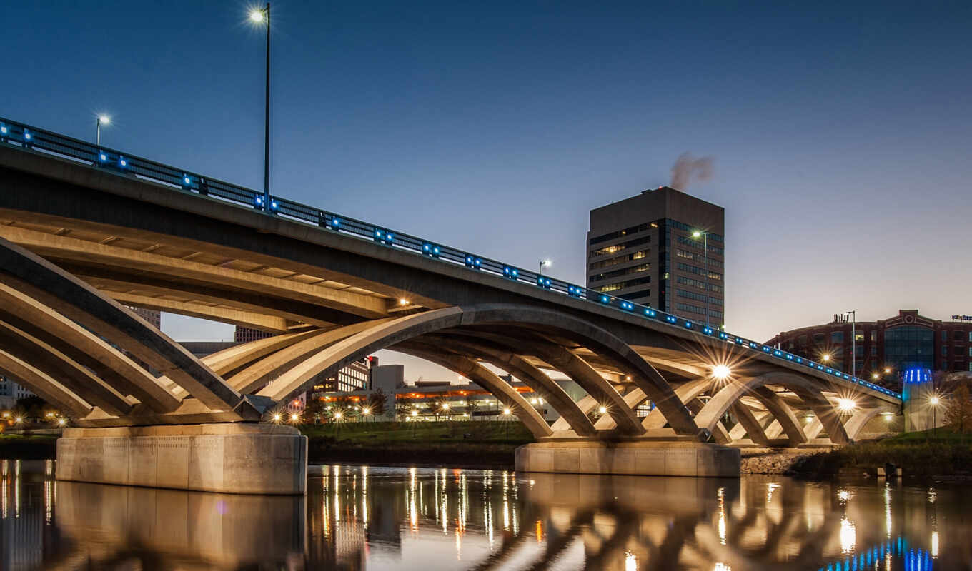 street, Bridge, lights, tablet, get rich, columbus, ohio, ultrawide