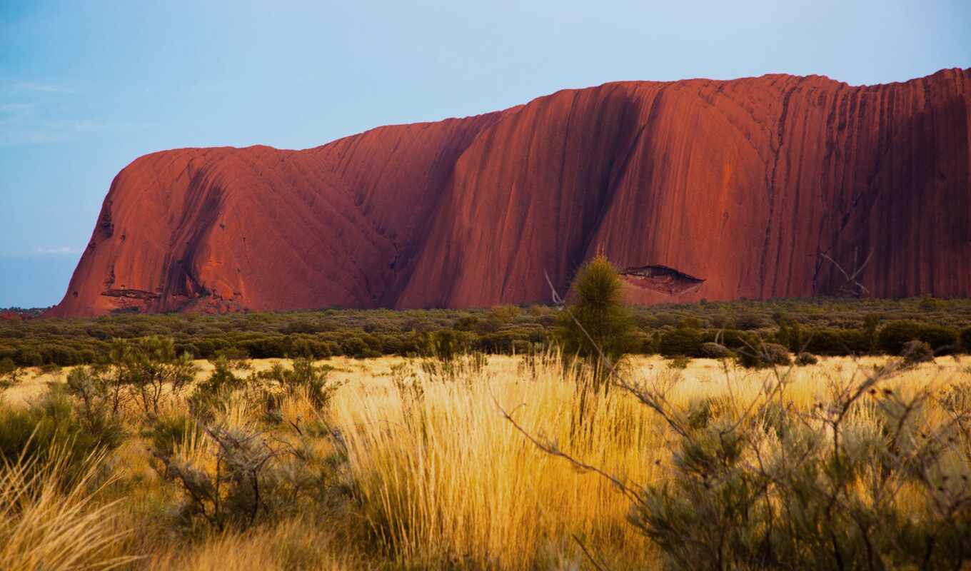 природа, картинка, rock, австралия, австралии, утро, пустыня, kangaroo, айерс, улуру