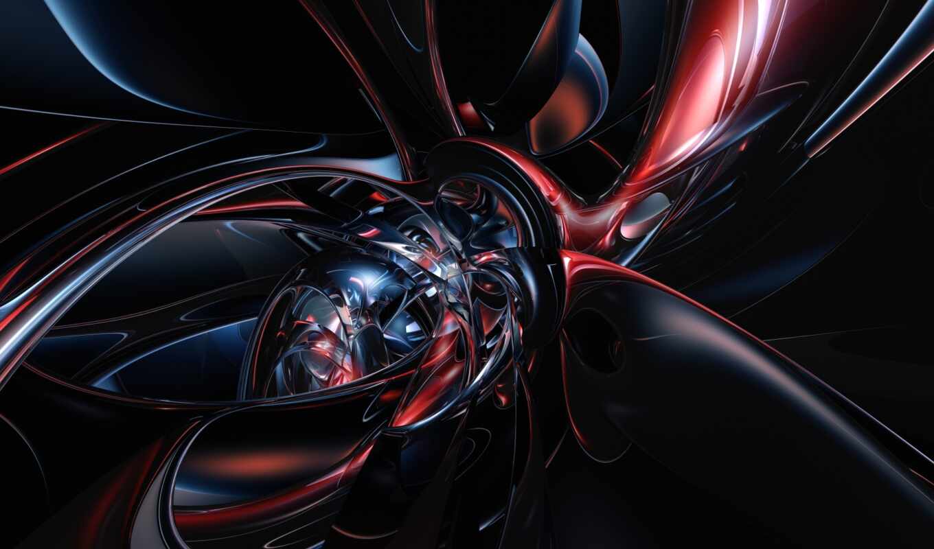 art, black, digital, abstract, red, dark, fractal, shape, смартфон, темный