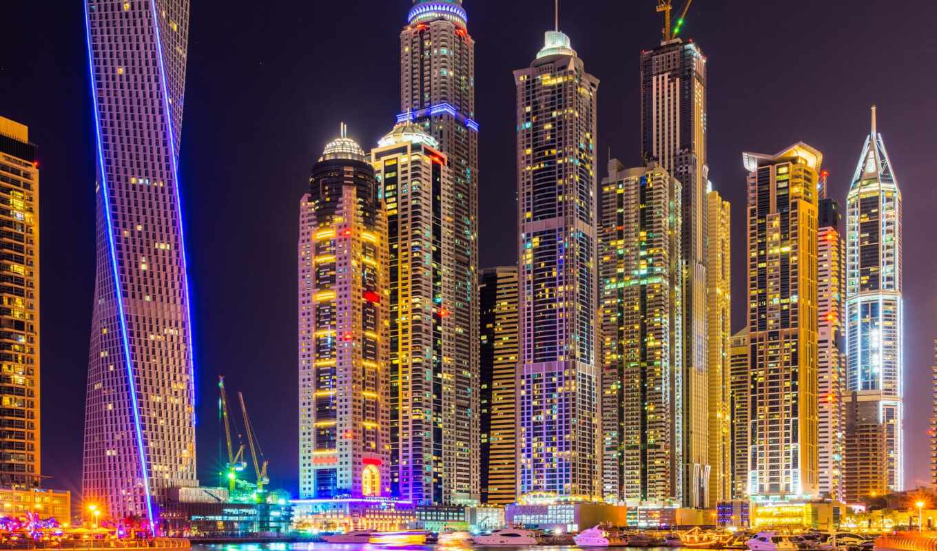 city, night, skyscrapers, dubai, emirates, arabic, uae