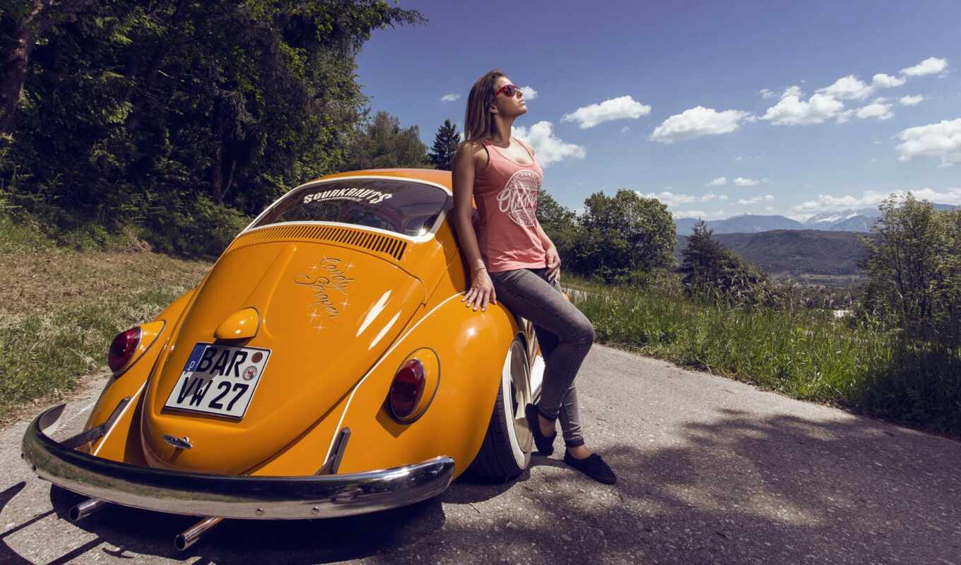 girl, car, for Volkswagen