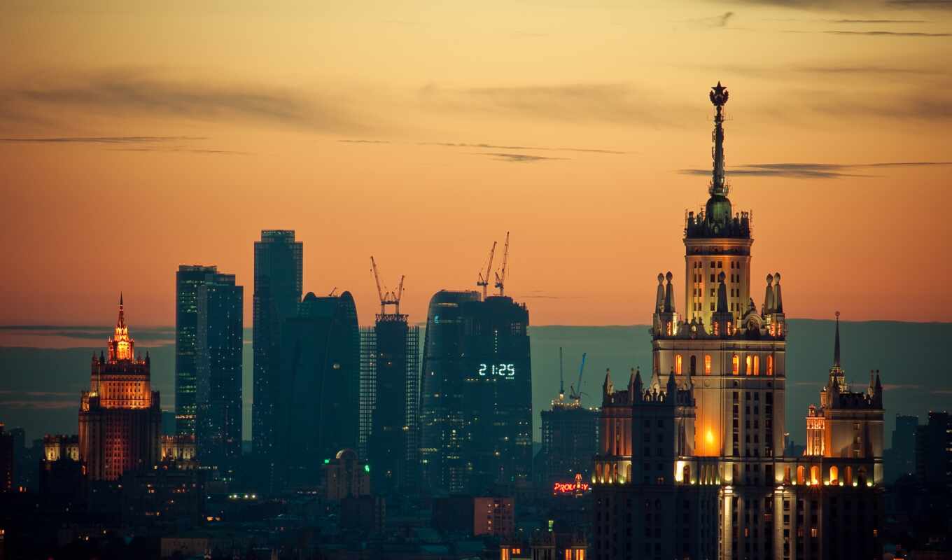 free, sunset, city, moscow, Russia, permission