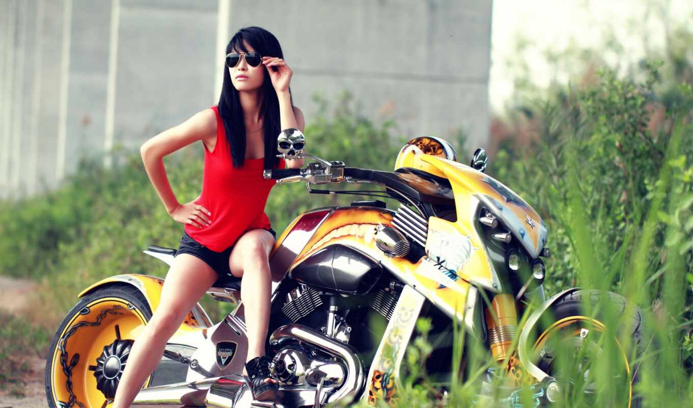 girl, fete, motociclete