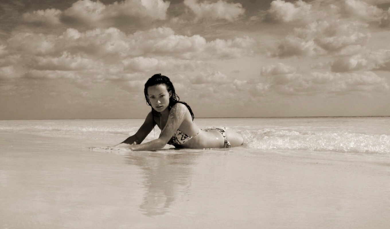 sky, girl, white, beach, sand, hot, wilde, olivia, cloud, ocean