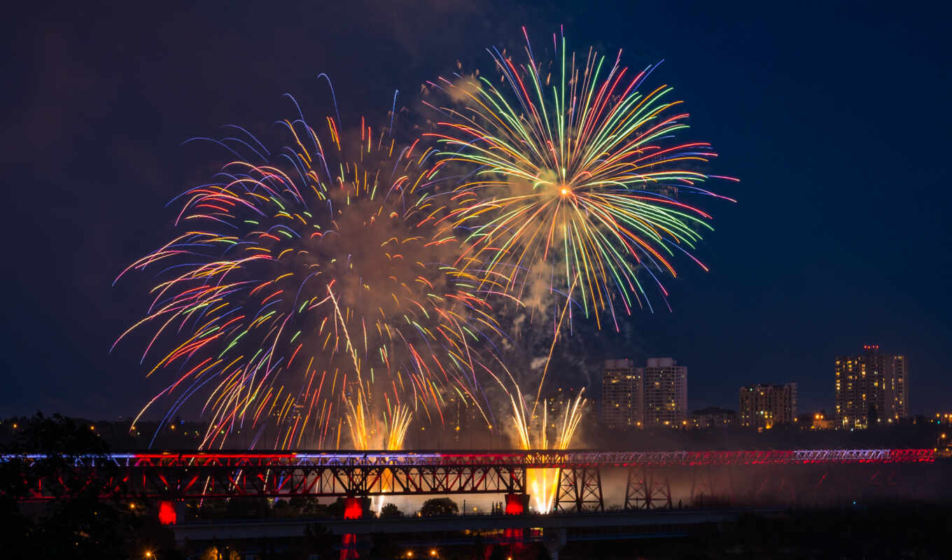fireworks, новогодние, канада, день, презентация, edmonton, фейерверки, haiku