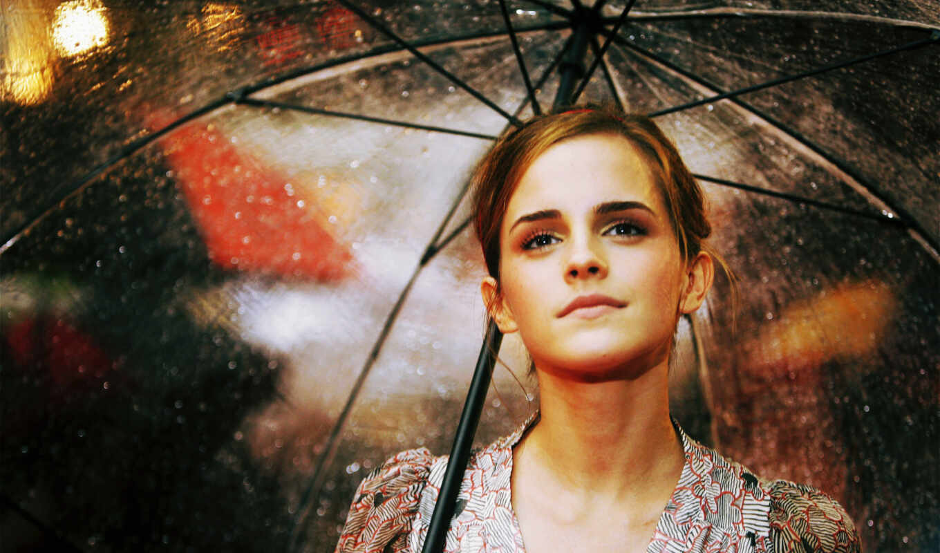 girl, rain, star, watson, umbrella