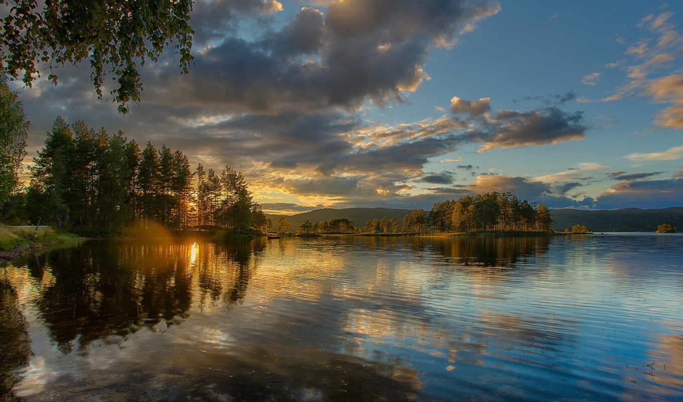 lake, desktop, free, widescreen, sunset