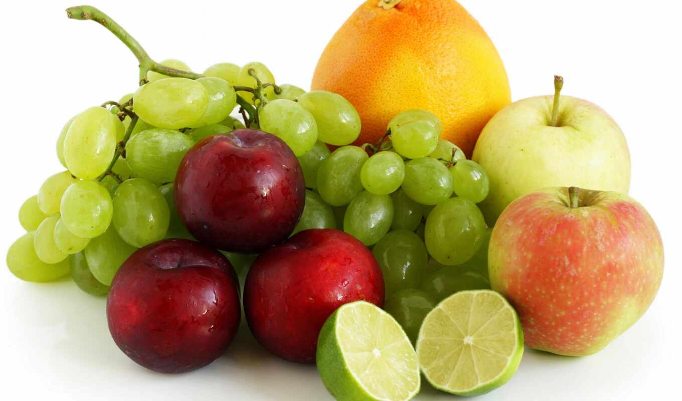 оранжевый, виноград, яблоки, фруктов, производить, фрукты, ягоды, лайм, сливы