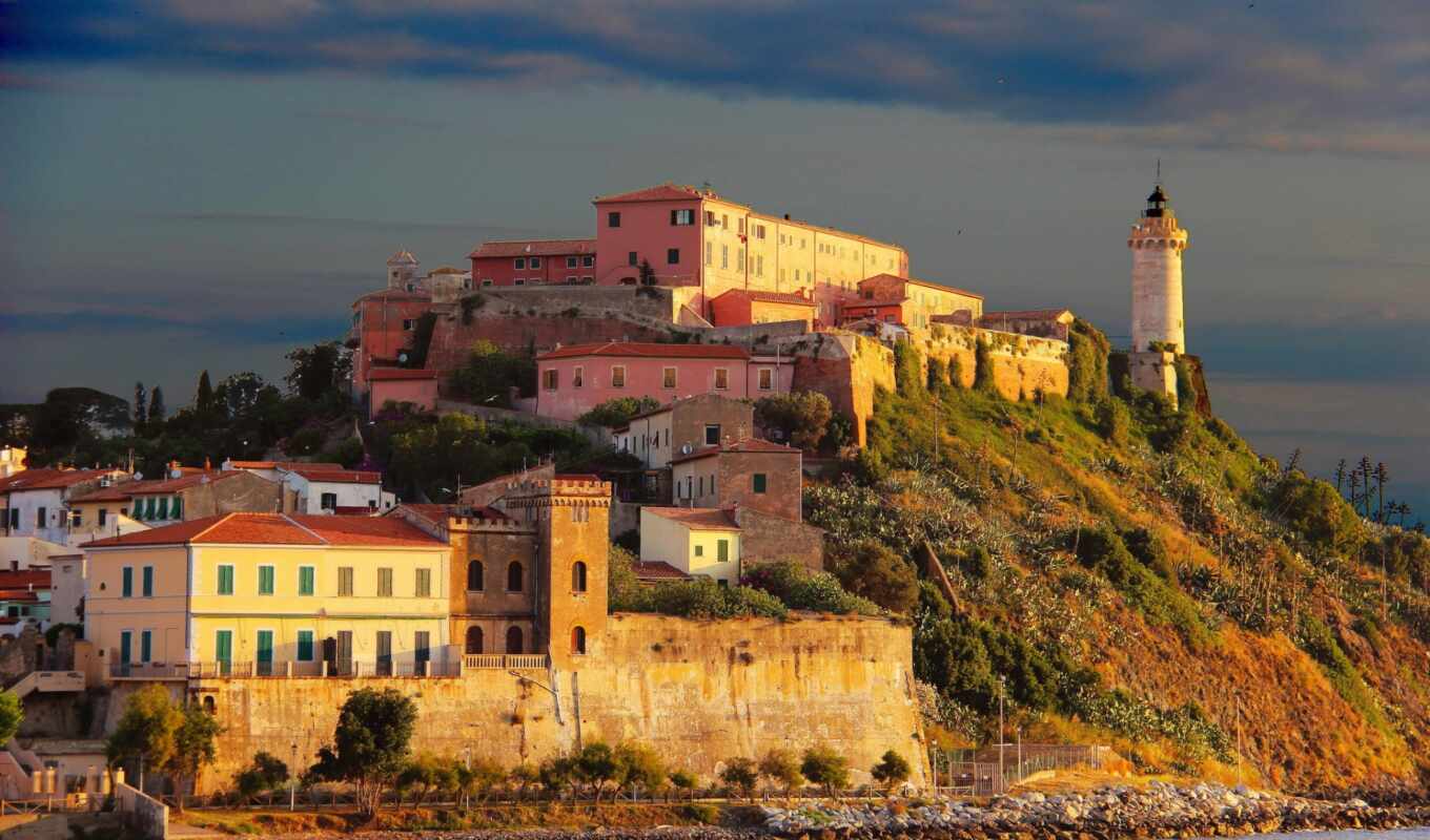 дома, italian, остров, маяки, toscana, forte, stella, portoferraio