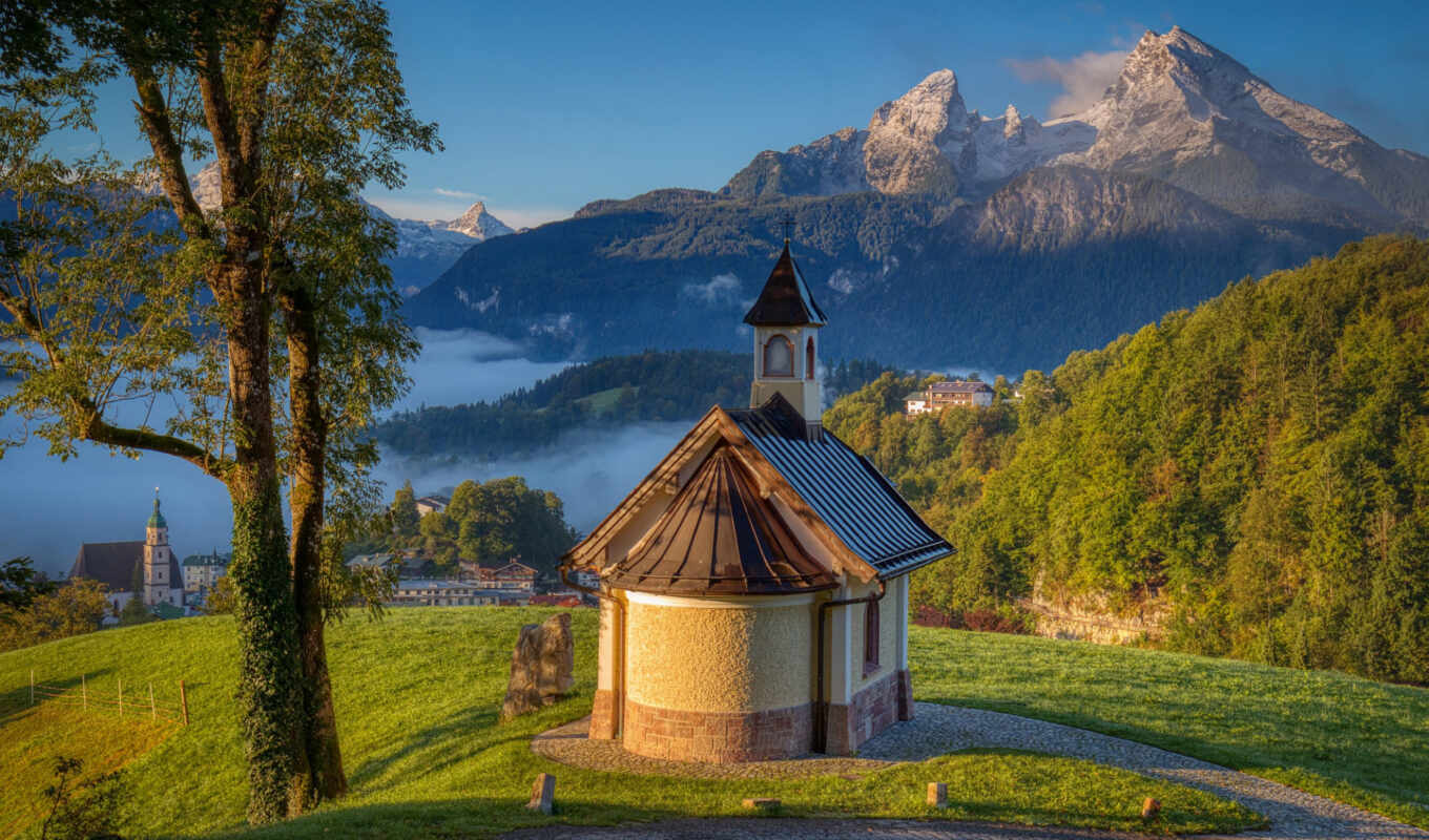 природа, гора, rock, landscape, германия, альпы, alpine, church, berchtesgaden, summit, watzfrau