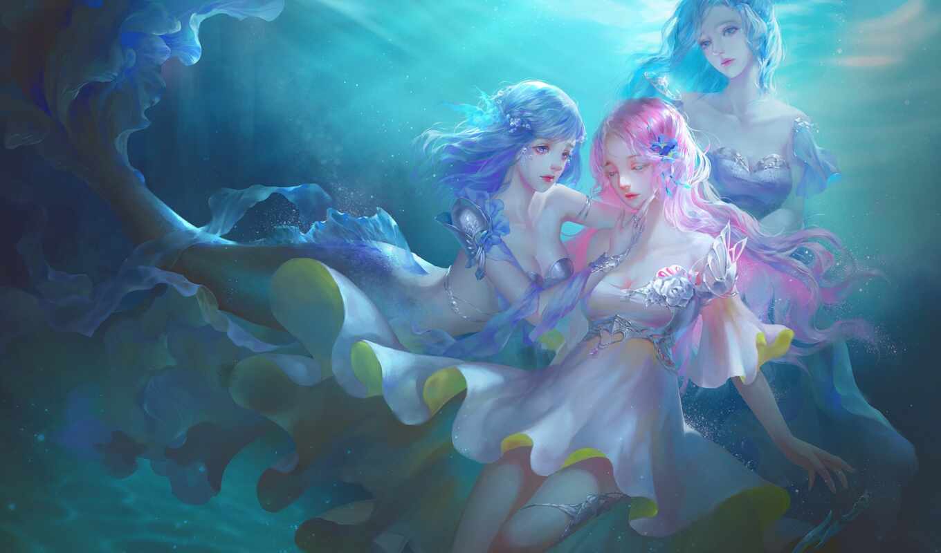 art, water, mermaid